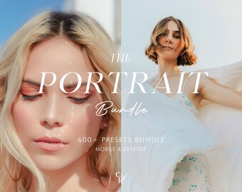 May include: The Portrait Bundle: 600+ presets for mobile and desktop photo editing. The image shows two women, one wearing a white shirt and the other with a white background.