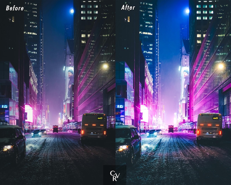 20 Night City Lightroom Presets. Desktop And Mobile. 20 Different Presets. Night time, City, Urban, Lights, Street, Architecture Presets image 5