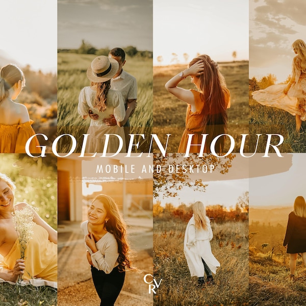 20 Golden Hour Lightroom Presets. Desktop And Mobile. 20 Different Presets. Warm, Family, Home, Gold Presets for Instagram Photography
