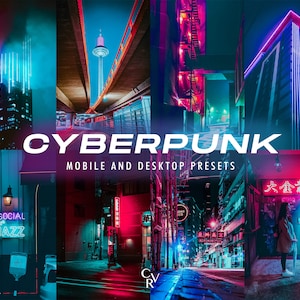 10 CyberPunk Lightroom Presets. Desktop And Mobile. 10 Different Presets. Neon, Midnight, City, Streets, Urban, Cyber Punk Photo Filter