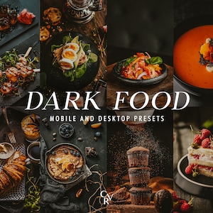 10 Moody Food Lightroom Presets. Desktop And Mobile. 10 Different Presets. Dark, Mood, Culinary, Blogger Filter for Instagram