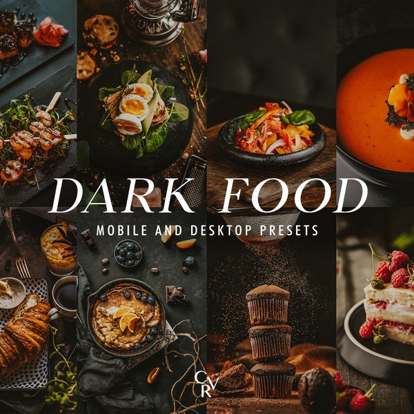 10 preset Moody Food per Lightroom. Desktop e dispositivi mobili. 10 diverse preimpostazioni. Filtro Dark, Umore, Culinaria e Blogger per Instagram