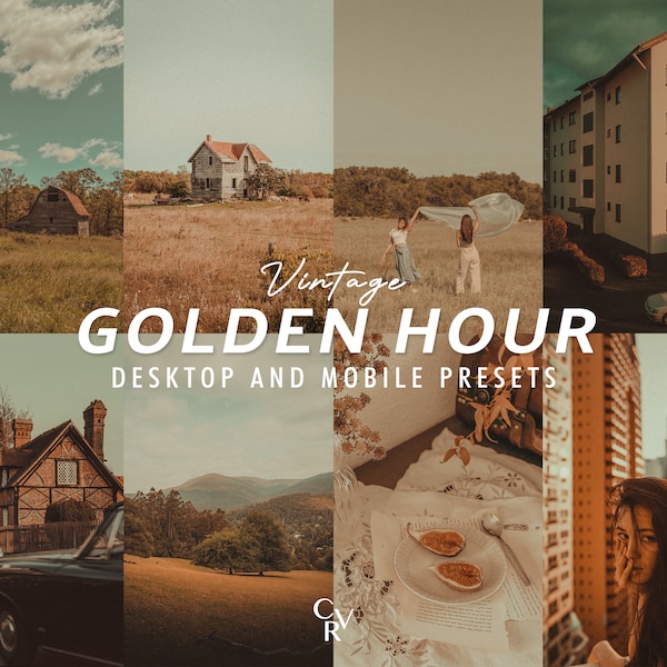 10 Vintage Golden Hour Lightroom Presets. Desktop And Mobile. 10 Different Presets. Retro, Brown, Grainy, Analog, Warm Presets