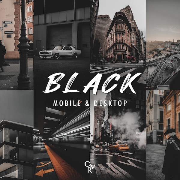 15 Black Lightroom Presets. Desktop And Mobile. Noir, Dark, Chic, Portrait, Urban, Faded, Majestic Filter, Instagram Photography