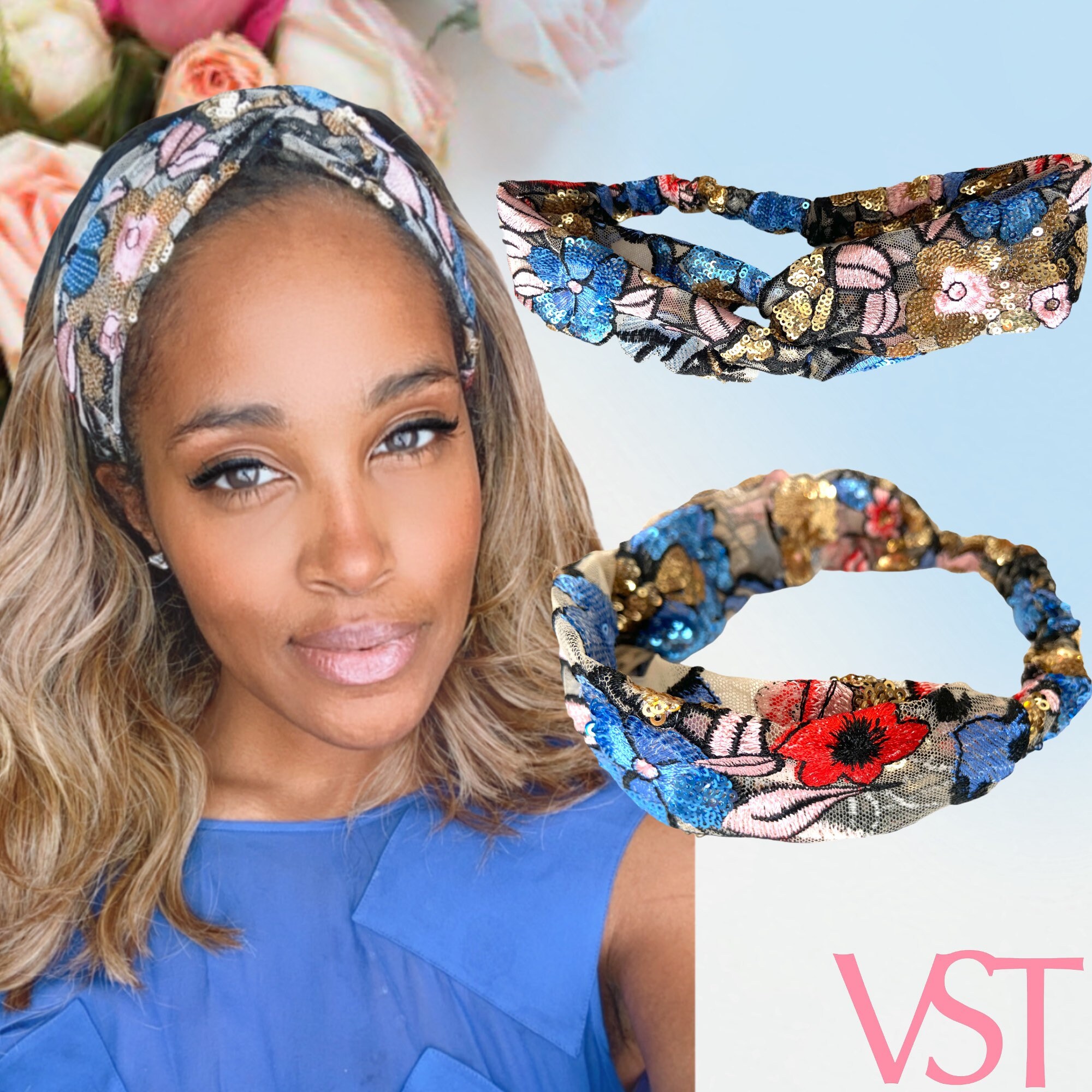 Sequin Headband Floral Special Occasion Etsy