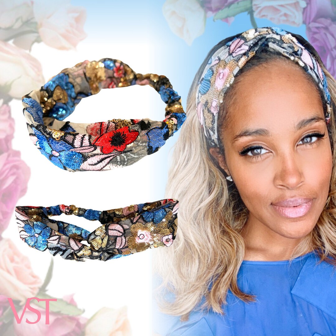 Sequin Headband Floral Special Occasion Etsy