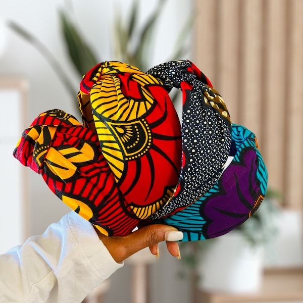 Top Knot Ankara Headband, Wide Headband, Turban wax, African Print