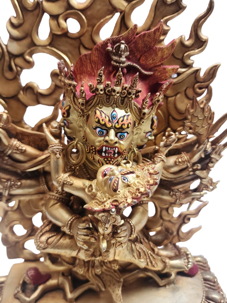 15inches Buddhist Statue of Vajrakilaya, with Full Gold Plated and Painted Face image 8