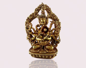 4" High Quality Statue of Guhyasamaja - Full Gold Plated Pure copper