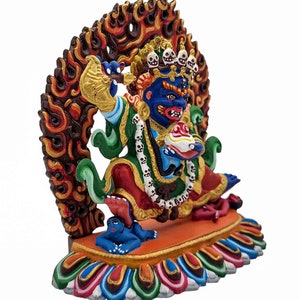 5 Mahakala Two Arms, Kajupa, Buddhist Statue, Traditional Color Finishing, High Quality image 6