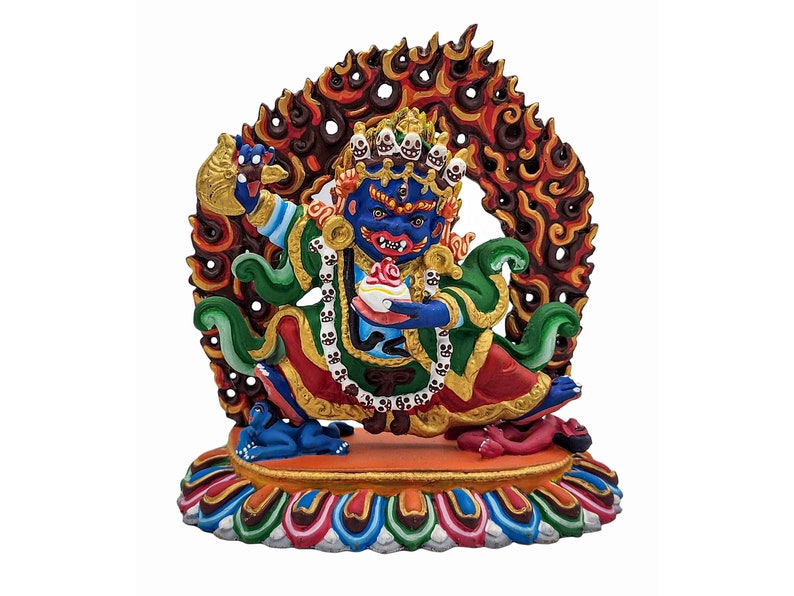 5 Mahakala Two Arms, Kajupa, Buddhist Statue, Traditional Color Finishing, High Quality image 1