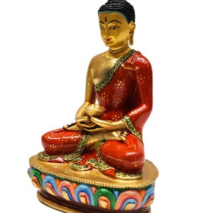 5.5 Inches, Amitabha Buddha, Buddhist Miniature Statue, Thangka Color Finishing, With Face Painted image 5
