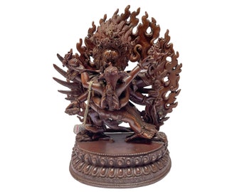 15 cm Zoll, buddhistische Statue von Vajrakilaya - Dorje Phurba - Herukai, Schokolade oxidiert