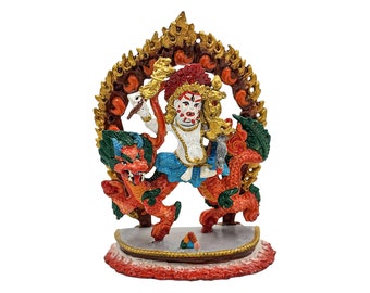 10 CM Height, White Jambhala, Buddhist Miniature Statue, Traditional Color Finishing, High Quality