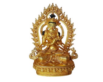 10 CM Height, Vajradhara, Buddhist Miniature Statue, Full Gold Plated.