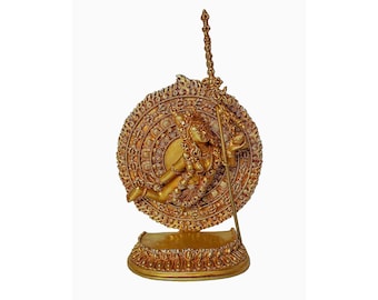 6.6" Inches, Buddhist Round Miniature Statue of Akash Yogini,  Full Gold Plated