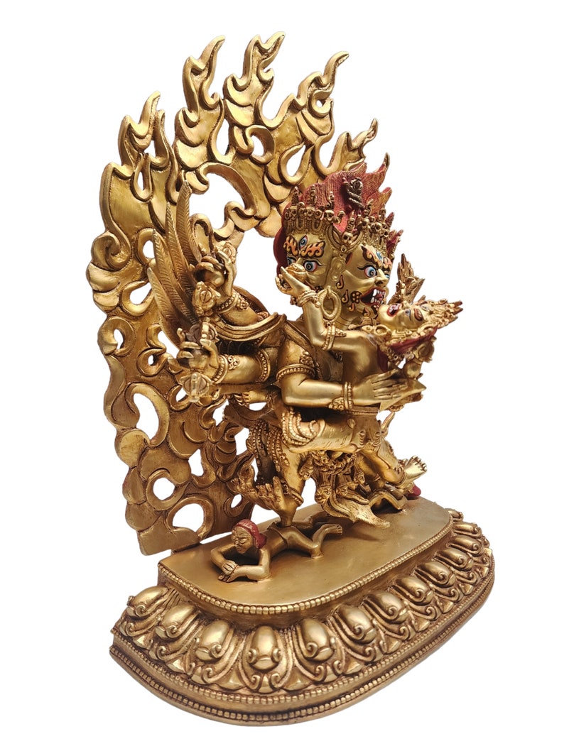 15inches Buddhist Statue of Vajrakilaya, with Full Gold Plated and Painted Face image 2