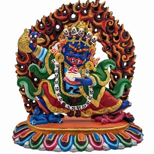 5 Mahakala Two Arms, Kajupa, Buddhist Statue, Traditional Color Finishing, High Quality image 2