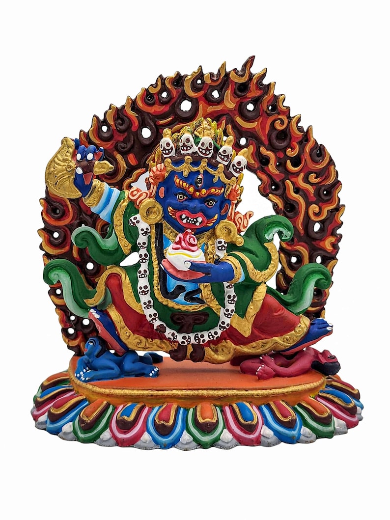 5 Mahakala Two Arms, Kajupa, Buddhist Statue, Traditional Color Finishing, High Quality image 2