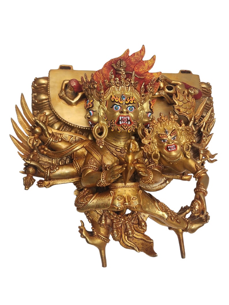 15inches Buddhist Statue of Vajrakilaya, with Full Gold Plated and Painted Face image 7