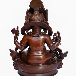 8 inch, Ganesh, Buddhist Statue, Chocolate Oxidized, With Carving image 4