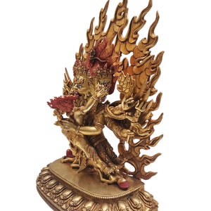 15inches Buddhist Statue of Vajrakilaya, with Full Gold Plated and Painted Face image 3