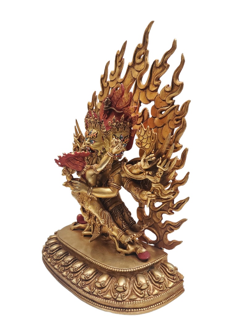 15inches Buddhist Statue of Vajrakilaya, with Full Gold Plated and Painted Face image 3