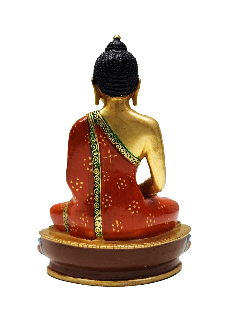 5.5 Inches, Amitabha Buddha, Buddhist Miniature Statue, Thangka Color Finishing, With Face Painted image 4