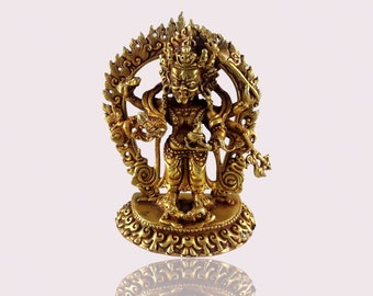 3" Statue of White Mahakala- Full Gold Plated