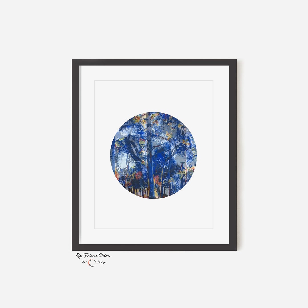 Modern Landscape Print Abstract Tree Print Circle Print Etsy