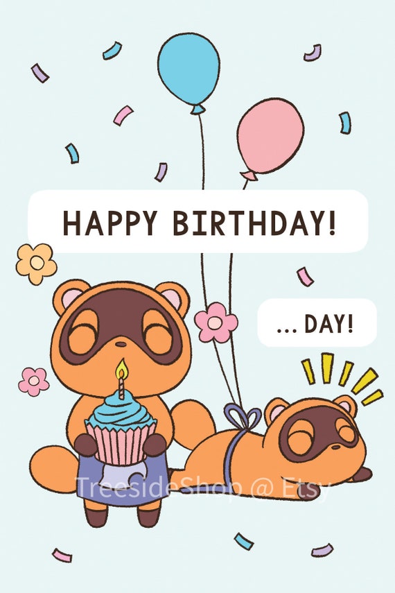 Animal Crossing Birthday Card New Horizons Timmy and Tommy Etsy