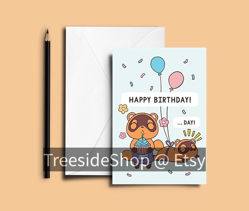 Animal Crossing Birthday Card New Horizons Timmy and Tommy Etsy