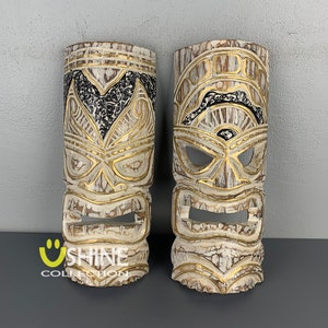 Set Of 2 Vintage Wooden Tiki Mask,Wall Decor,Wall Hanging,Wood Carving,Patio Decor,Tribal Mask,Art,African Wall Mask,Tropical Decor,Totem
