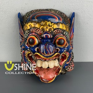 Antique Wall Mask,Vintage Mask,Balinese Barong Mask,Home Decoration,Indonesian Wall Mask,Hand painted Wooden Mask,Wood Sculpture,Wood Figure