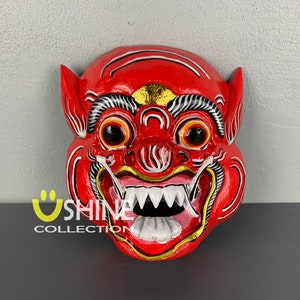 Antique Wall Mask,Vintage Mask,Balinese Barong Mask,Home Decoration,Indonesian Wall Mask,Hand painted Wooden Mask,Wood Sculpture,Wood Figure