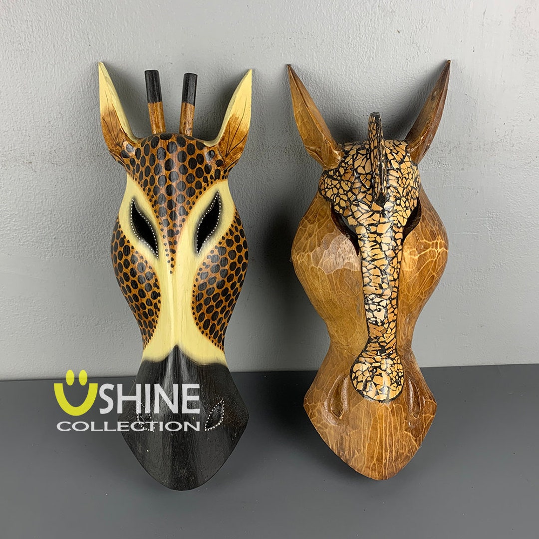 One Set Vintage Giraffe Wall Mask,tribal,african Wall Decor,wall
