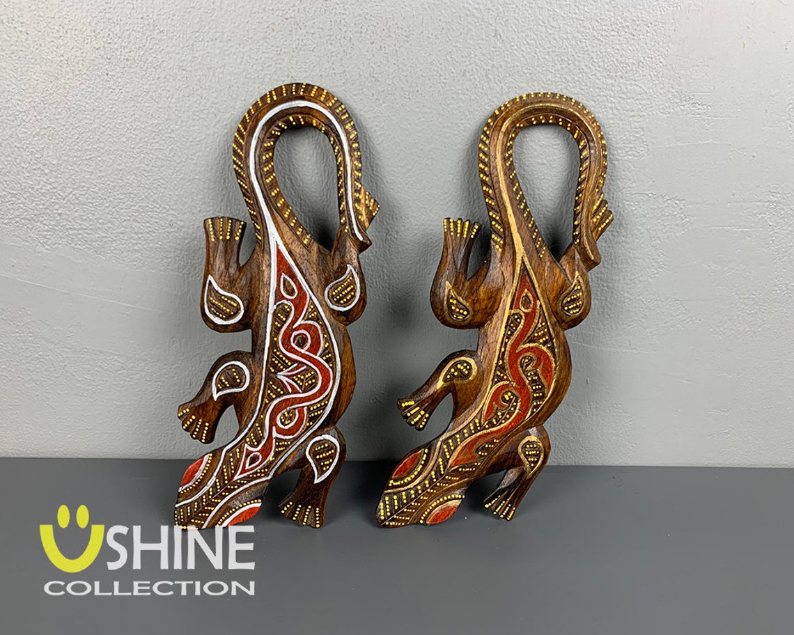 Set de 2 Gecko pared colgante arte de la pared decoración de | Etsy