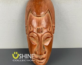 アフリカの壁飾りミックス3個セット、高さ30cmと高さ32cm、木製マスク