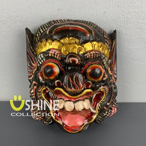 Antique Wall Mask,Vintage Mask,Balinese Barong Mask,Home Decoration,Indonesian Wall Mask,Hand painted Wooden Mask,Wood Sculpture,Wood Figure