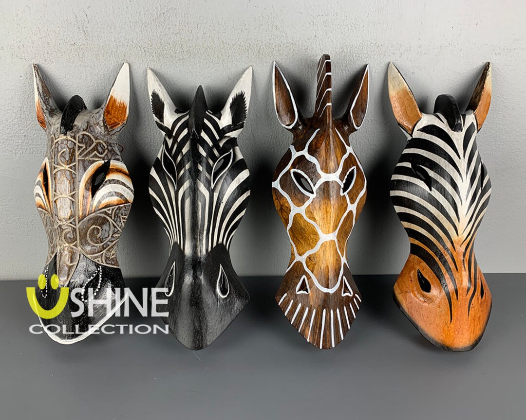 Masque Africain Sculpté en Bois – Guerrier & Visage Tribal Bicolore - Décoration
