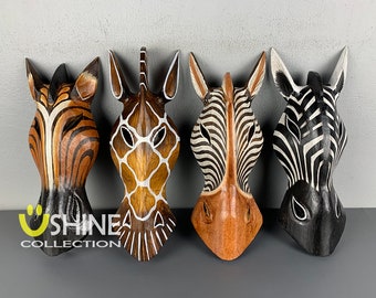 One Set Vintage Giraffe Wall Mask,Tribal,African Wall Decor,Wall Hanging,Kids Room Decor,Office Decor,Father Gift,Wall Art,Sculpture,Gift