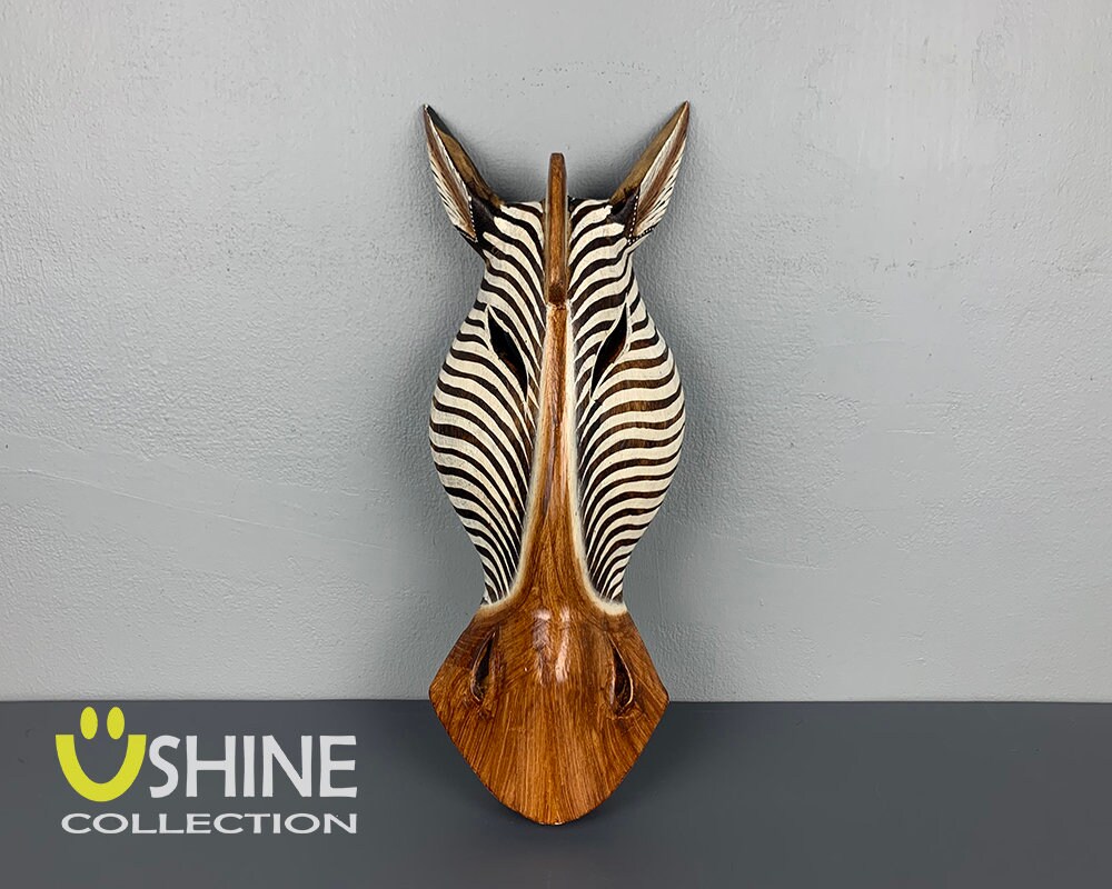 Vintage Wooden Zebra Wall Maskafrican Tribal Maskgiraffe Etsy