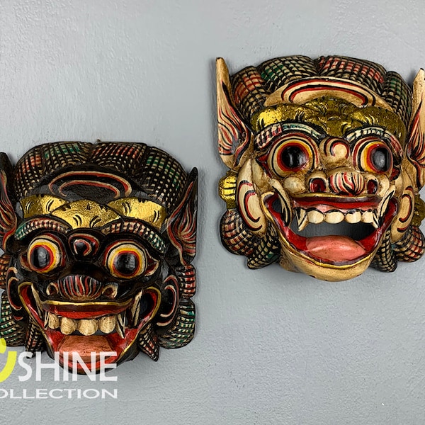 Antique Wall Mask,Vintage Mask,Balinese Barong Mask,Home Decoration,Indonesian Wall Mask,Hand painted Wooden Mask,Wood Sculpture,Wood Figure