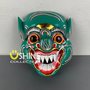 Antique Wall Mask,Vintage Mask,Balinese Barong Mask,Home Decoration,Indonesian Wall Mask,Hand painted Wooden Mask,Wood Sculpture,Wood Figure