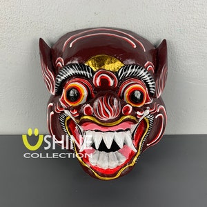 Antique Wall Mask,Vintage Mask,Balinese Barong Mask,Home Decoration,Indonesian Wall Mask,Hand painted Wooden Mask,Wood Sculpture,Wood Figure
