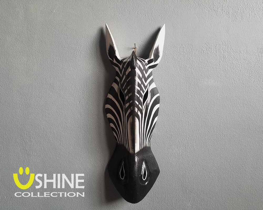 Vintage Wooden Zebra Wall Maskafrican Tribal Maskafrican Etsy