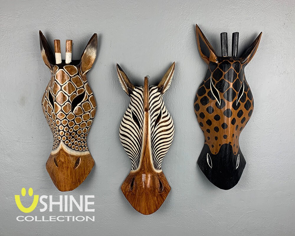 Vintage Wooden Zebra Wall Maskafrican Tribal Maskgiraffe Etsy
