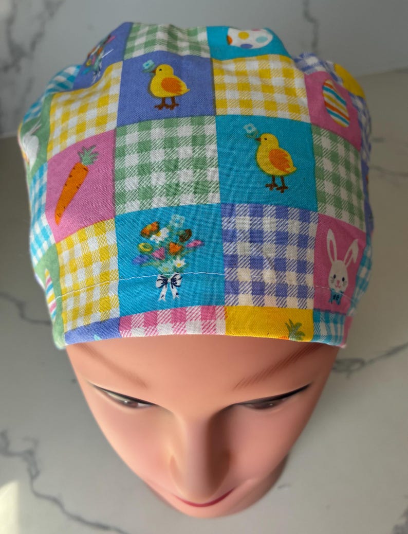 Patchwork Easter Scrub Cap image 4