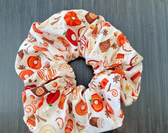 Pumpkin Spice Fall Jumbo Hair Scrunchies