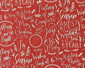 Holiday Greetings Christmas Fabric Half a Yard Cotton